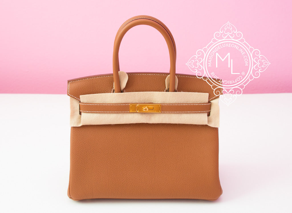 Hermes Classic Gold Tan Brown Togo GHW 