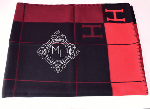 Hermes Rouge Black Wool Cashmere Plaid H Blanket Throw – MAISON de LUXE