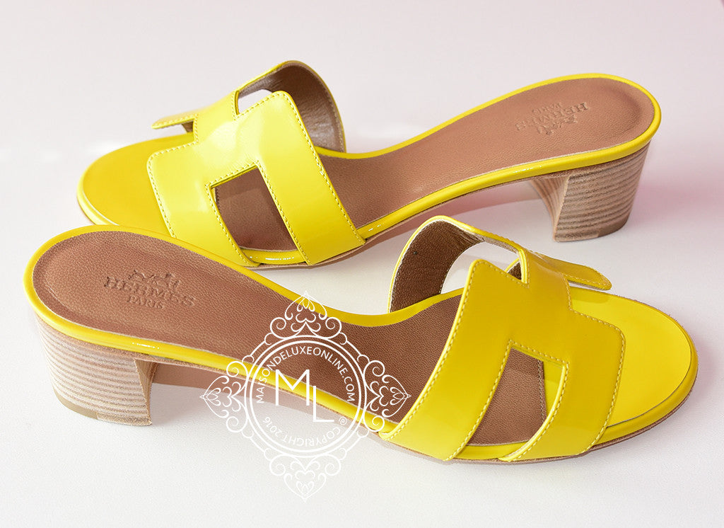 yellow hermes sandals