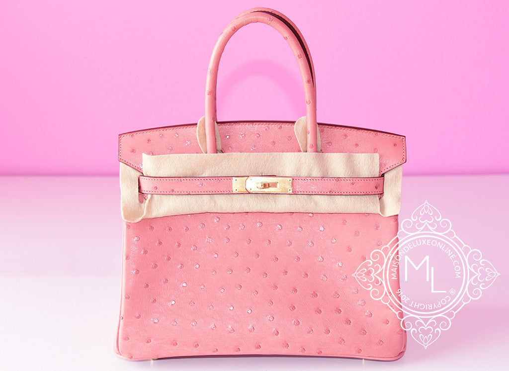 hermes pink ostrich birkin bag