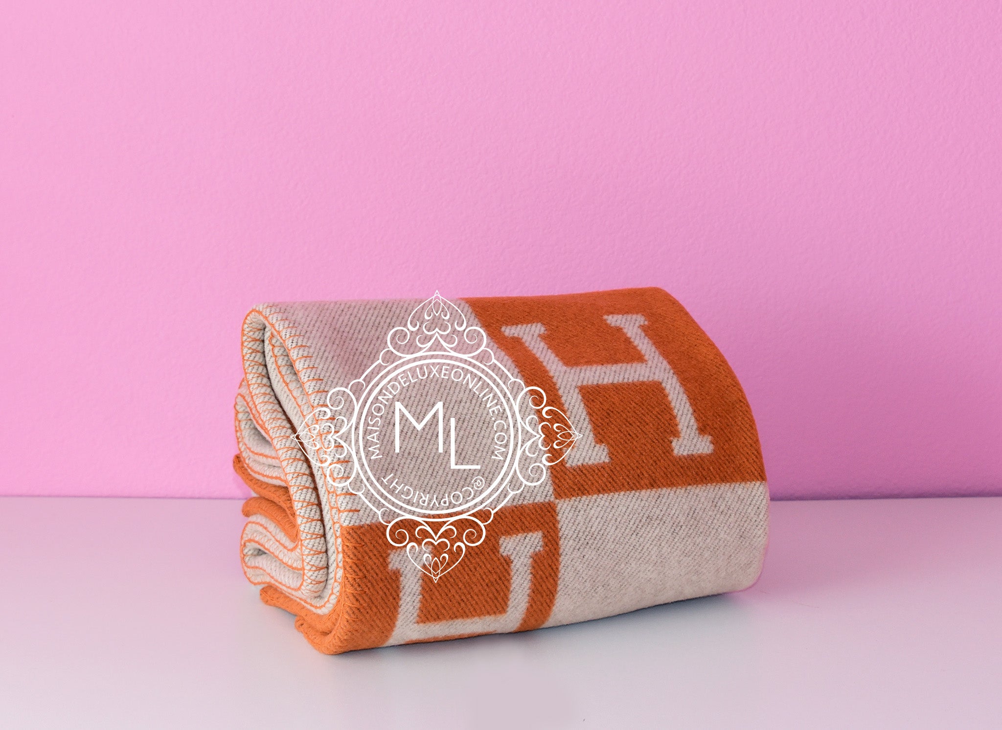 pink and orange hermes blanket