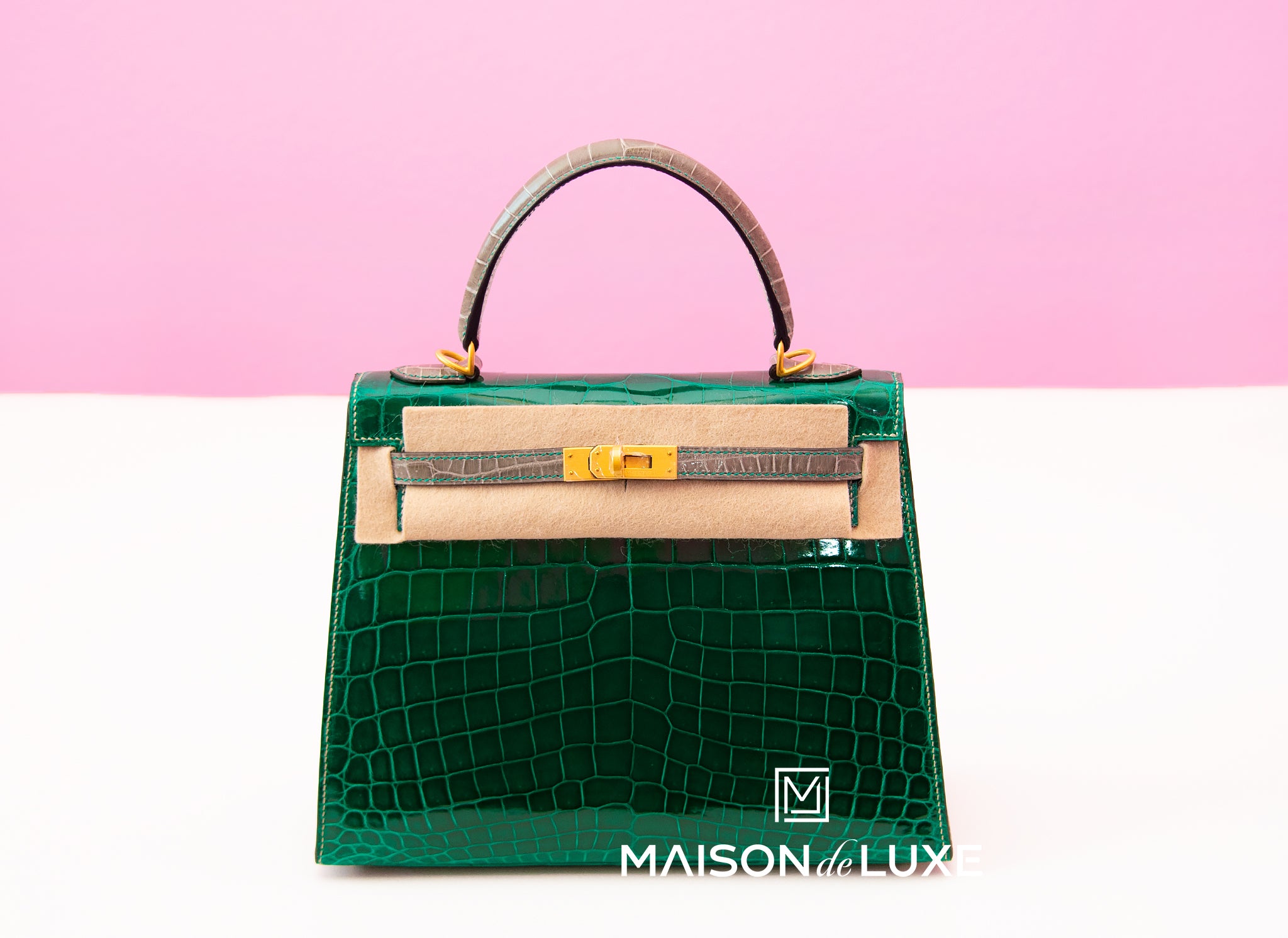 Hermes Kelly 25 Vert Bosphore Alligator Lisse Shiny Gold Hardware