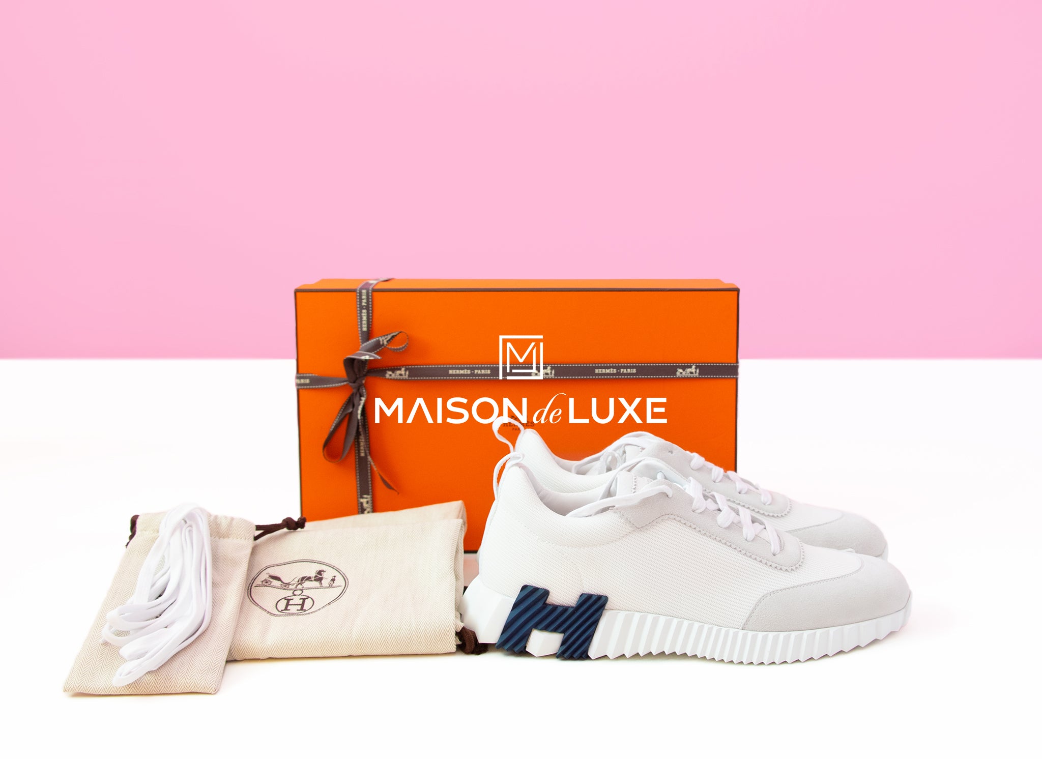 Hermes Men's White Bouncing EU 43 US 10 Sneaker Shoes Loafer – MAISON de LUXE