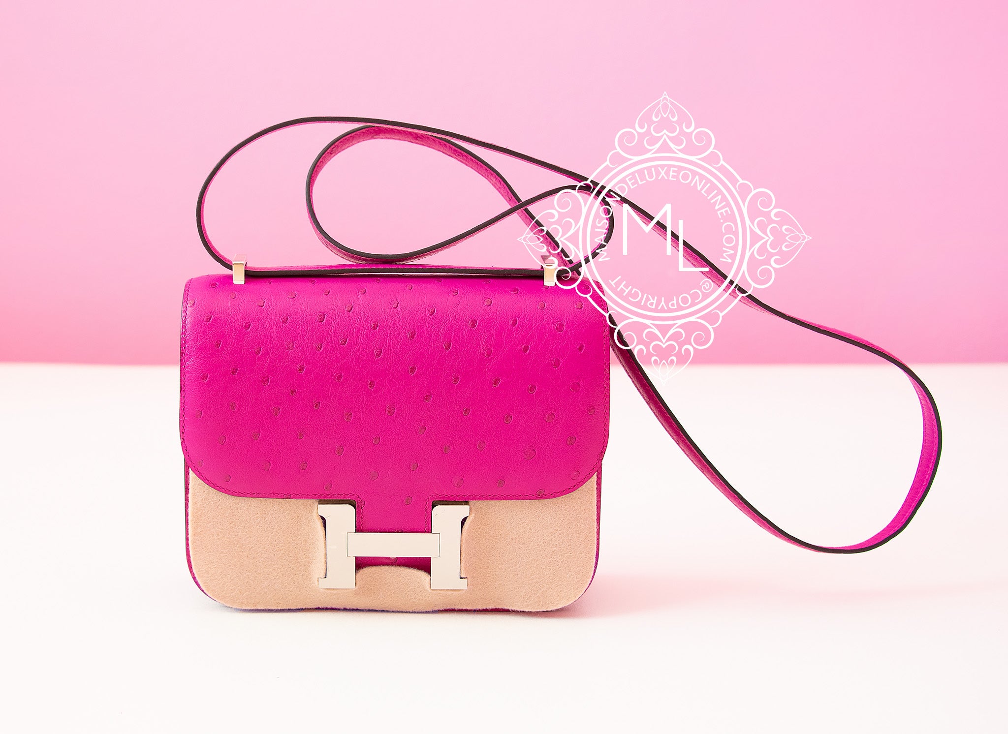 hermes pink constance bag