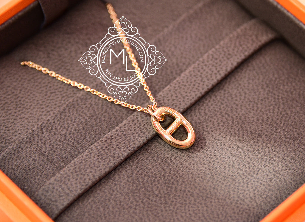 Hermes Rose Gold Farandole Charm Pendant Necklace Chaîne d'Ancre