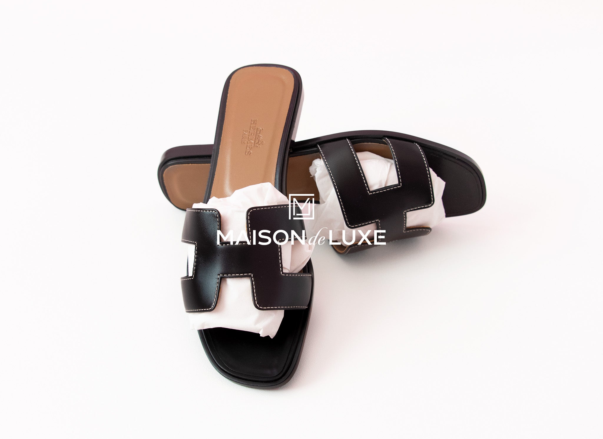 Hermes Womens Black Oran Sandals 