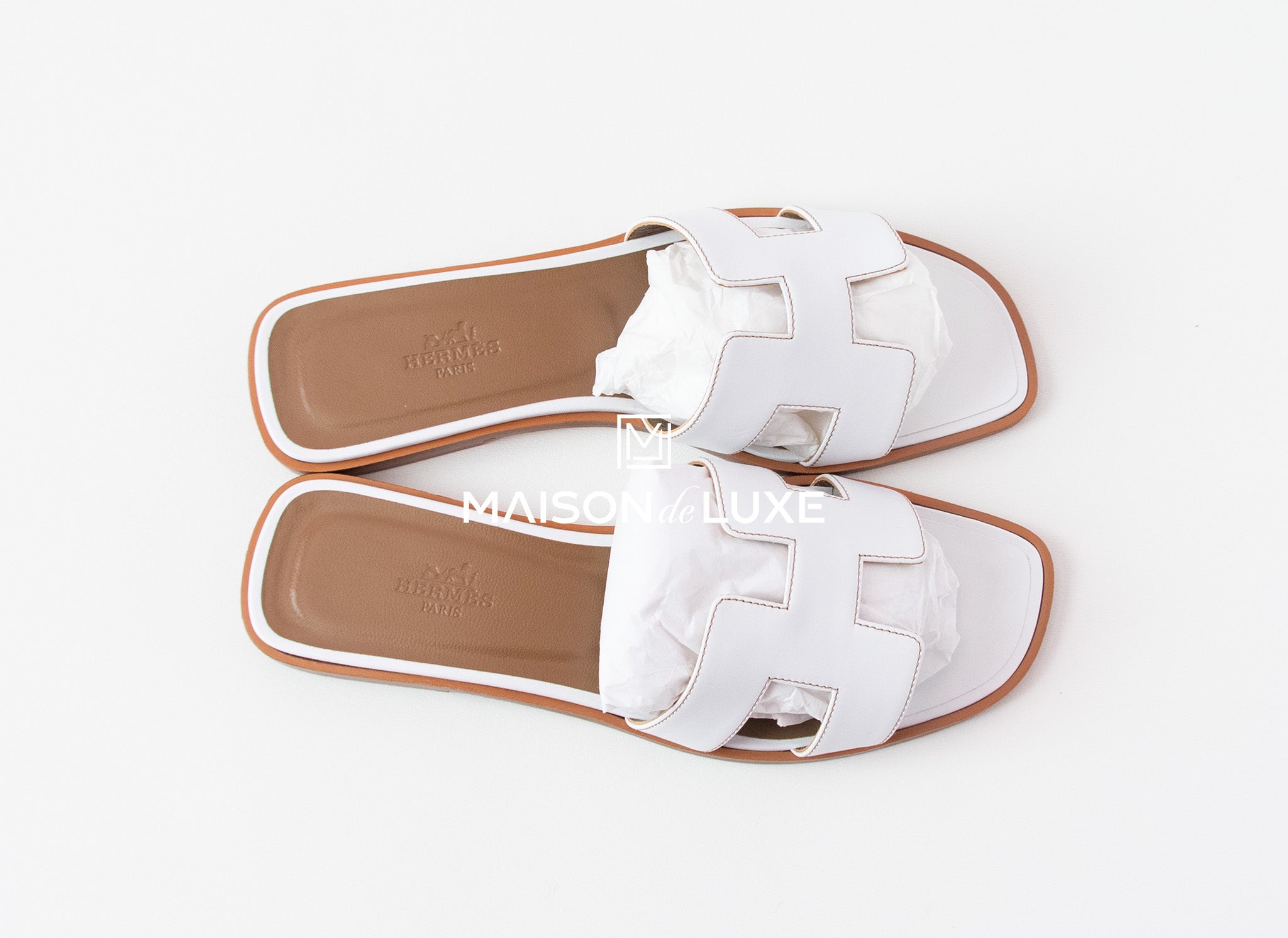 white hermes slides