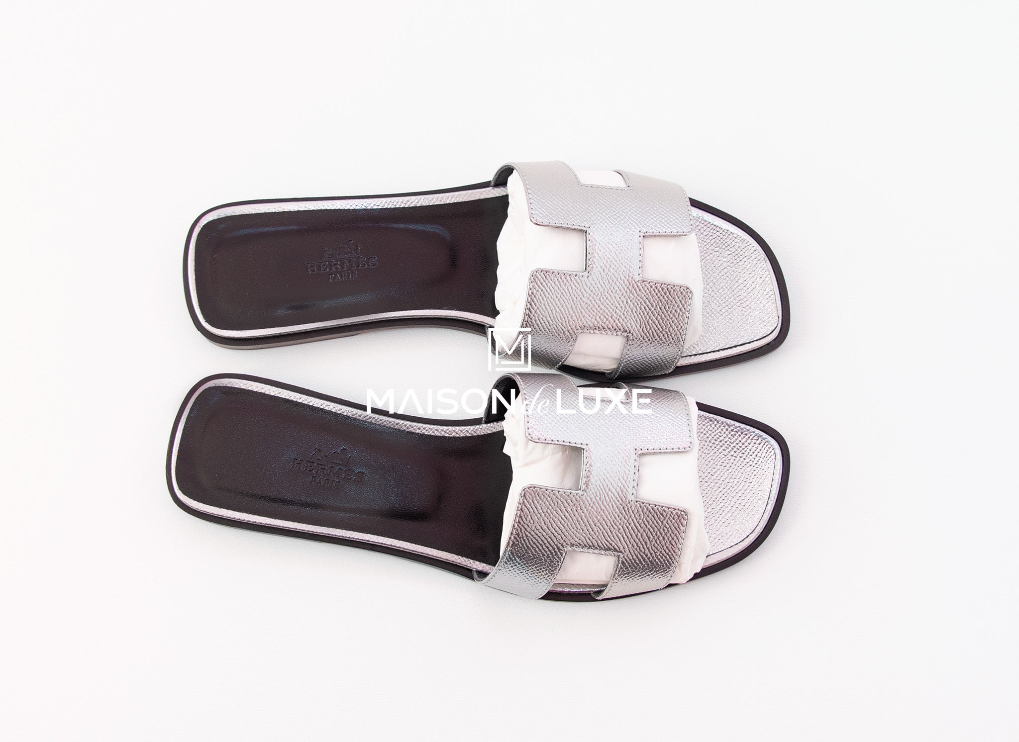 silver hermes sandals
