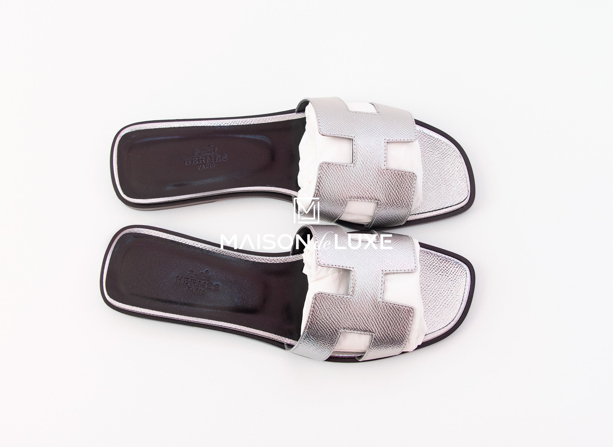 hermes sandals silver