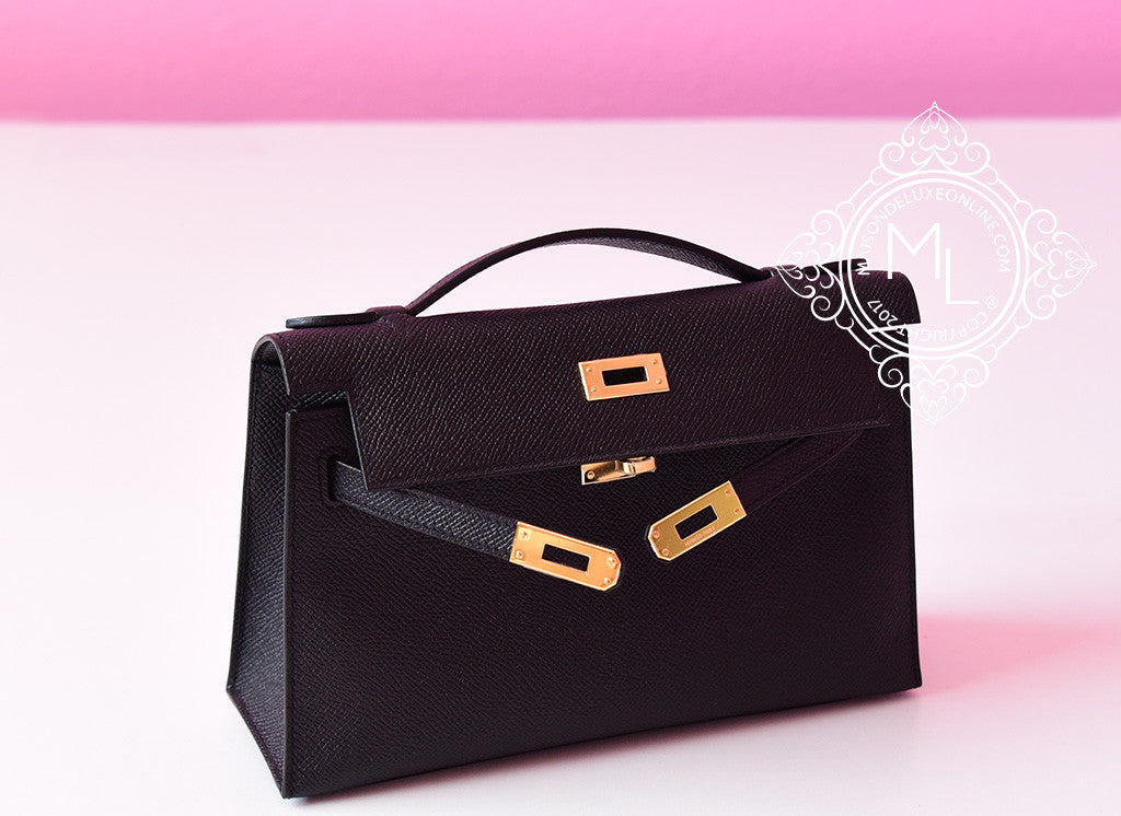Hermes Black GHW Epsom Mini Kelly Pochette Clutch II 20 Handbag Bag – MAISON de LUXE