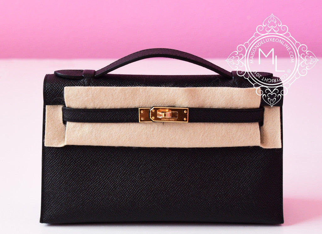 Hermes Black GHW Epsom Mini Kelly 