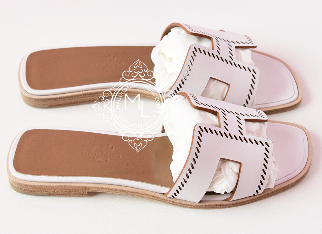 white hermes flip flops