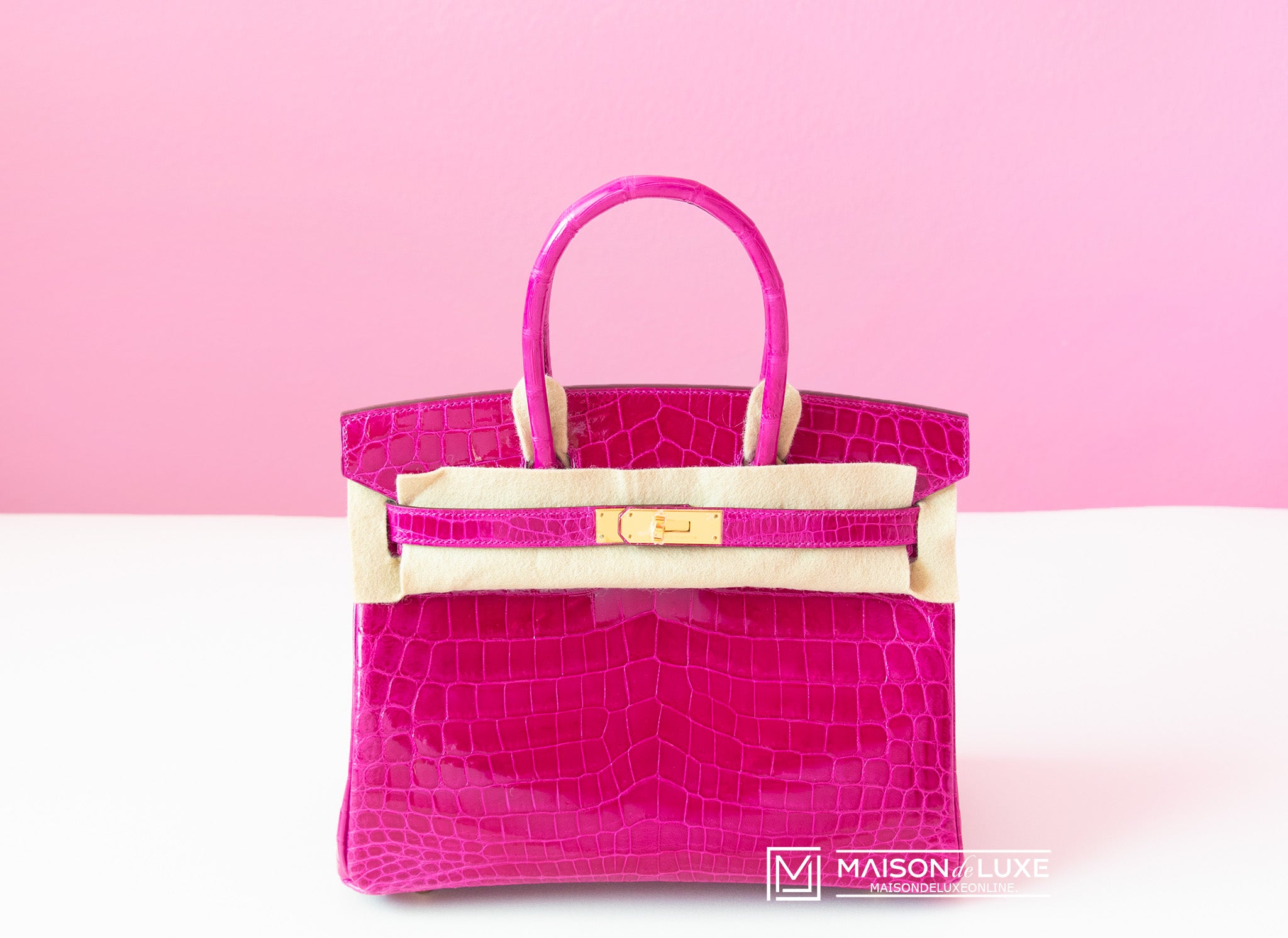 HERMES ROSE SCHEHERAZADE PINK CROCODILE 