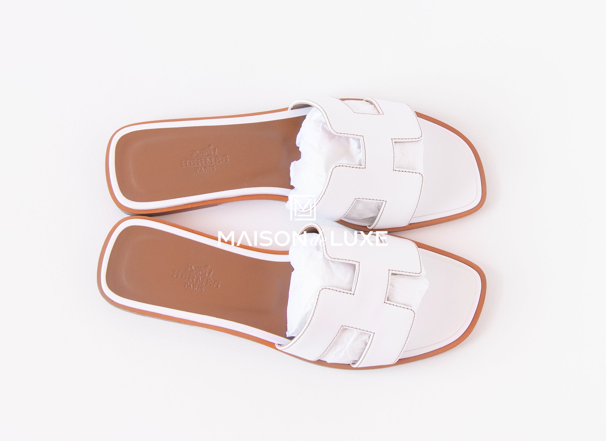 white hermes slippers