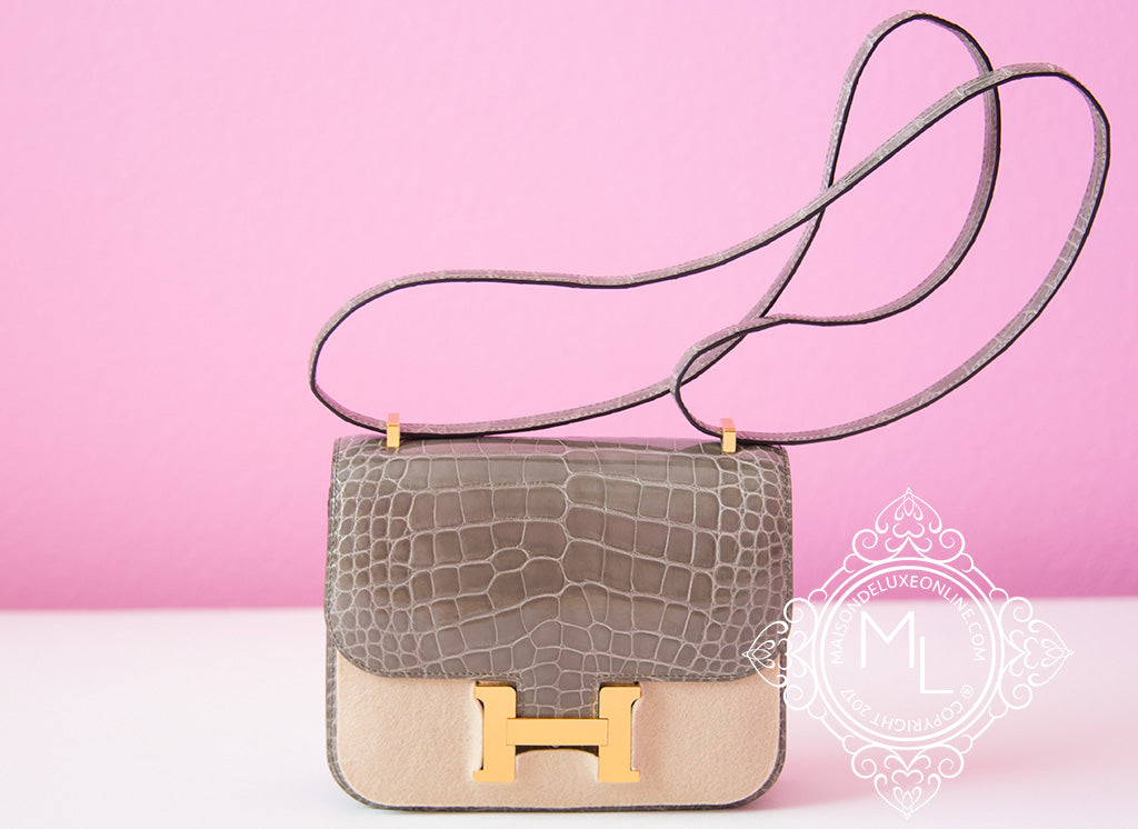 Hermes Gris Tourterelle Crocodile Constance Mini 18 19 Handbag Bag – MAISON de LUXE