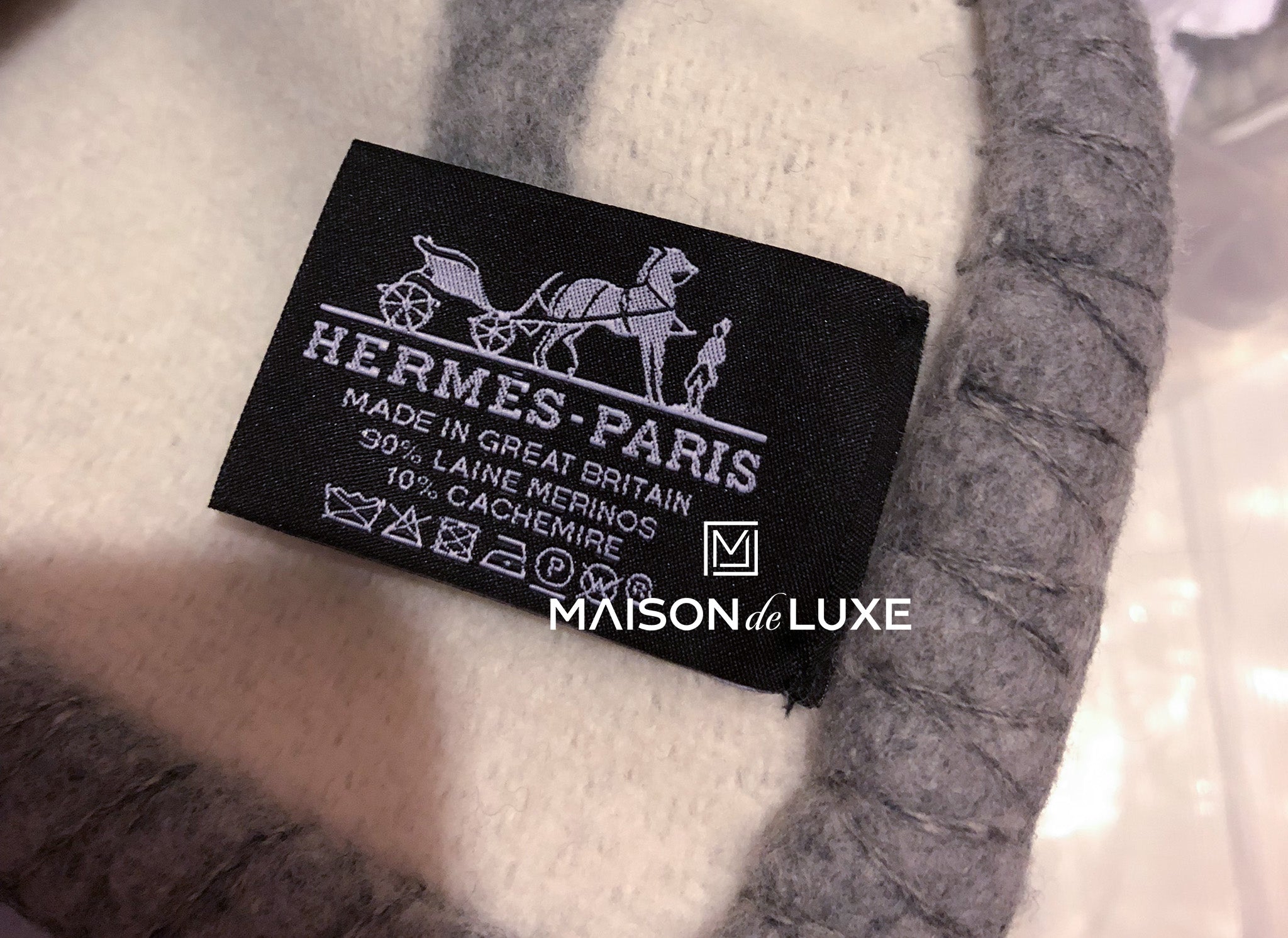 Hermes Large Gris Clair Grey Gray Wool Cashmere H Avalon III Blanket ...