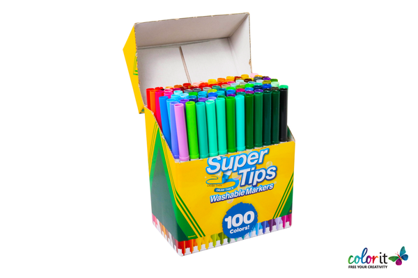 Crayola Washable Super Tips Marker Set, 100 Ct, School Supplies