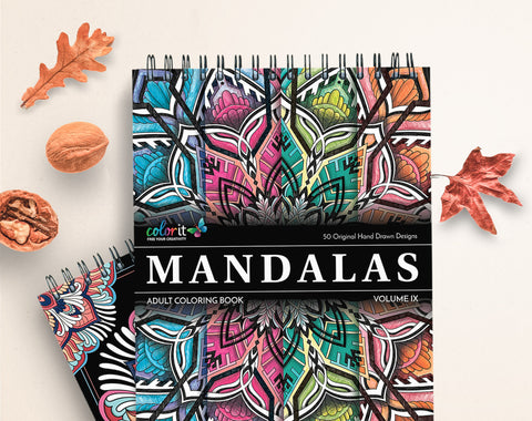 ColorIt Mandalas to Color, Volume IX Spiral Bound Adult Coloring Book, 50 Seasonal Mandala with Spring, Summer, Fall & Winter Designs, Thick Paper