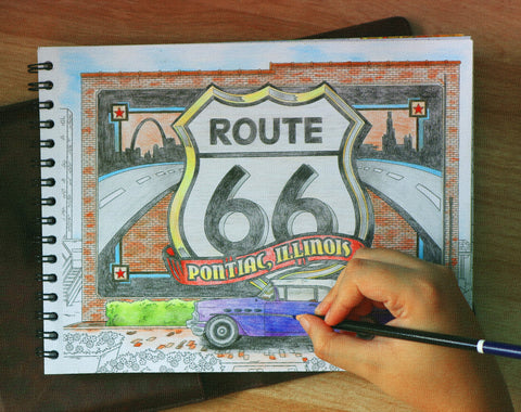 ColorIt Route 66 Adult Coloring Book - High Quality Paper