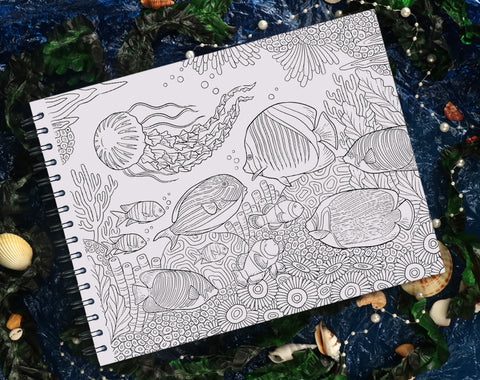 ColorIt Underwater Wonders Adult Coloring Book - Hand Drawn Designs