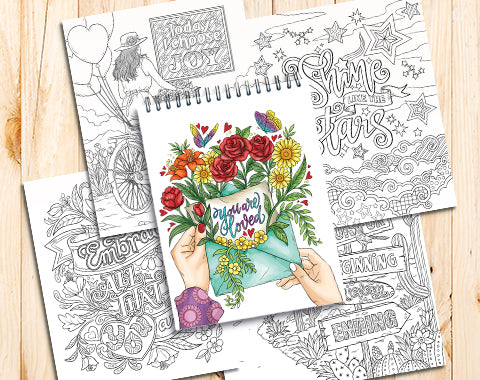 ColorIt Colors of Inspiration Volume 2 Adult Coloring Book  - 50 Hand Drawn Inspiration Quotes Designs