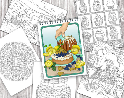  ColorIt Delightful Desserts and Sweet Treats Adult Coloring  Book - 50 Single-Sided Designs, Thick Smooth Paper, Lay Flat Hardback  Covers, Spiral Bound, USA Printed, Desserts Coloring Pages : Grocery &  Gourmet