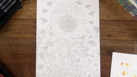 An empty page from Colorful Flowers Volume II that ColorIt's guest artist, Arvin, will be coloring.