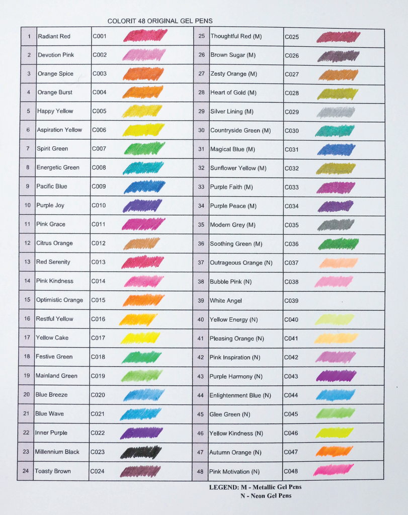 48 Colored Gel Pen Set, 48 Ink Refills, Travel Case & Gift Box – ColorIt