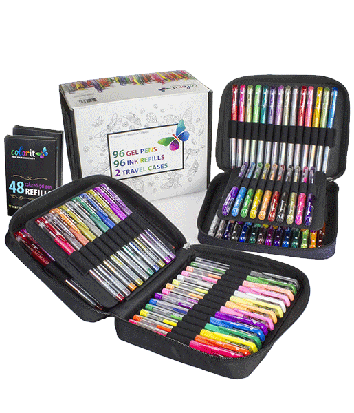 gel pen set with case