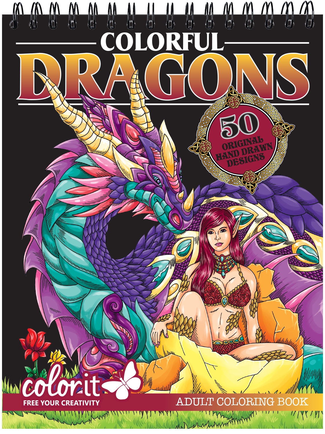 Colorit Colorful Dragons Adult Coloring Book 50 Single Sided Images