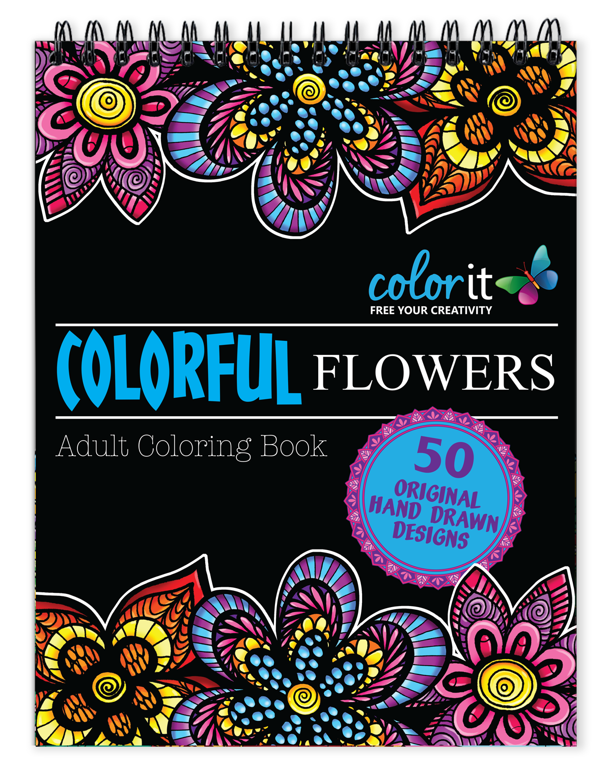 Spiral bound Coloring book for adults Vol 01 easy and fun drawings to