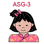 ASG-3 An Asian girl with short hair wearing a pink Chinese outfit