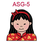 ASG-5 An Asian girl with long hair and headband wearing a red Chinese outfit