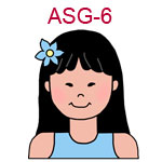 ASG-6 A teen Asian girl wearing a blue tank top and blue flower in hair