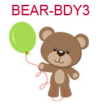 BEAR-BD3 Brown teddy bear holding green balloon 