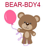 BEAR-BDY4 Brown bear holding pink balloon