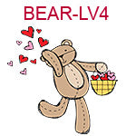BEAR-LV4 Teddy bear throwing hearts from basket