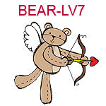 BEAR-LV7 Brown teddy bear with wings shooting heart from bow and arrow