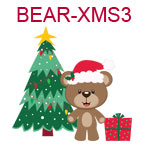 Bear with Santa hat and Christmas tree