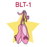 BLT-1 Pink ballet slippers hanging in front of a yellow star