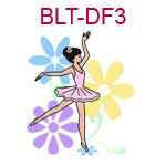 BLT-DF3 Dainty flower fair skinned black haired ballerina wearing a pink tutu
