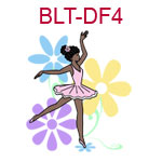 BLT-DF4 Dainty flower dark skinned black haired ballerina wearing a pink tutu