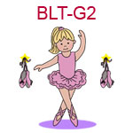 BLT-G2 Blond fair skinned ballerina wearing pink tutu ballet slippers at her side