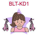 BLT-KD1 Brown hair fair skinned ballet girl with ballet slippers at her side