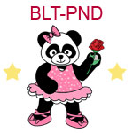BLT-PND Girl panda ballerina wearing pink tutu holding rose