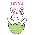 BYN3 White bunny in green egg shell