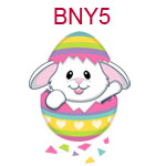 BNY5 Girl Easter bunny popping out of pastel colored egg