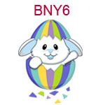 BNY6 Boy Easter bunny popping out of colorful striped egg