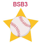 BSB3 A baseball on a yellow star background