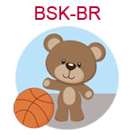 BSK-BR A brown teddy bear dribbling a basketball